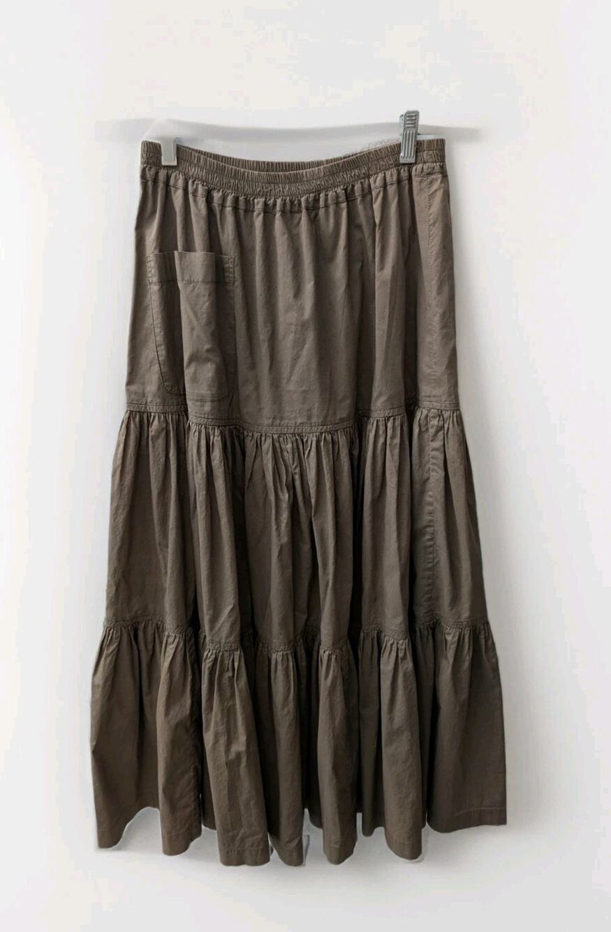 Eskandar Peasant Skirt Midi Full Swing Prairie Designer 1 or Medium Brown READ